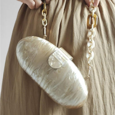 Classic Acrylic Marble Box Pincushion Clutch - With Acrylic Chain - Luxury bags by WAAMII