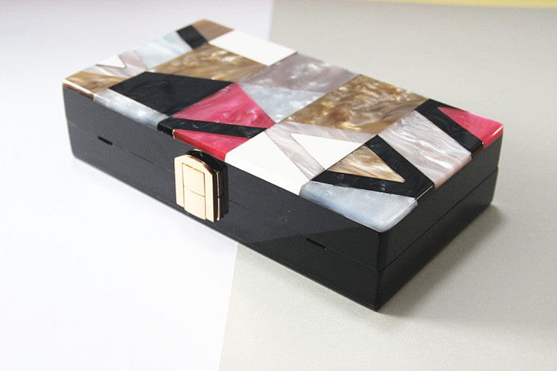 Classic Geometric Lattice Patchwork Acrylic Clutch - - Luxury bags by WAAMII
