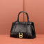 Claudie Hourglass Croc Top Handle Leather Handbag Tote bags WAAMII gold buckle black  