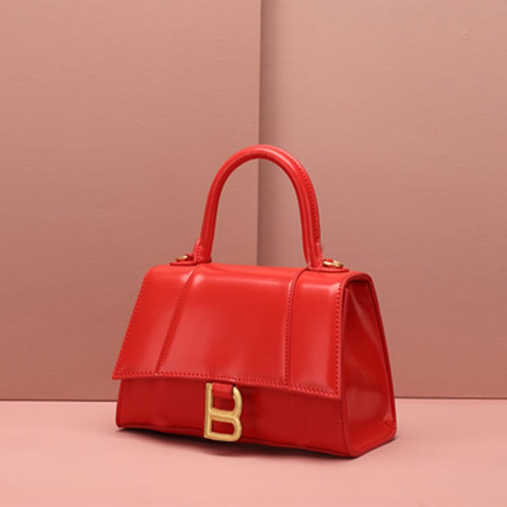 Claudie Hourglass Croc Top Handle Leather Handbag Tote bags WAAMII gold buckle red  