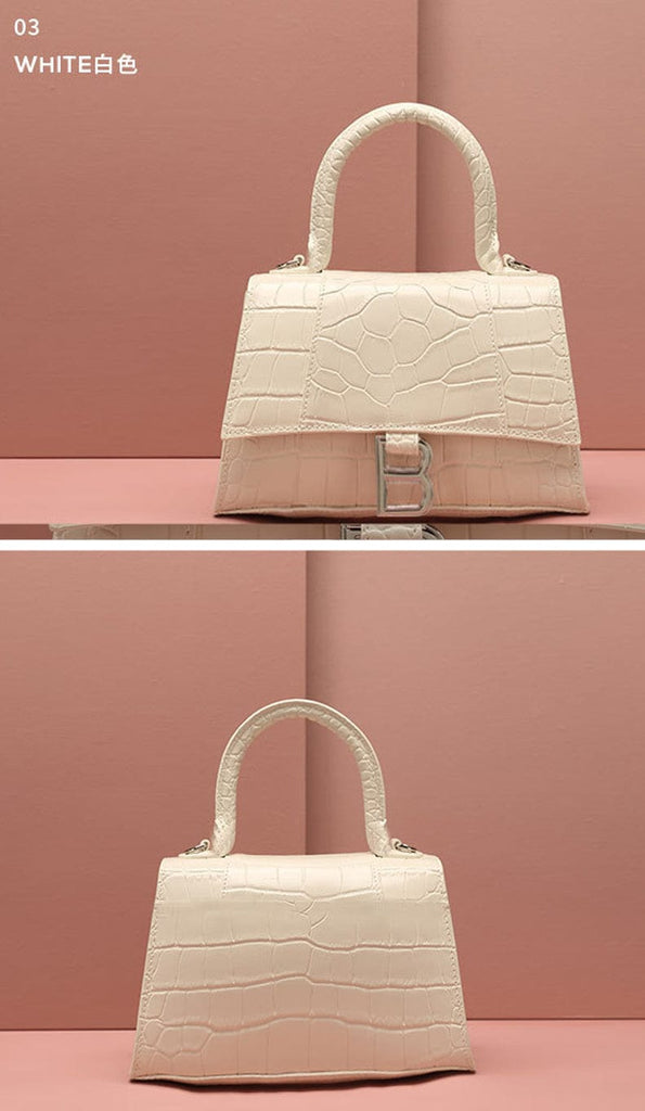 Claudie Hourglass Croc Top Handle Leather Handbag Tote bags WAAMII   