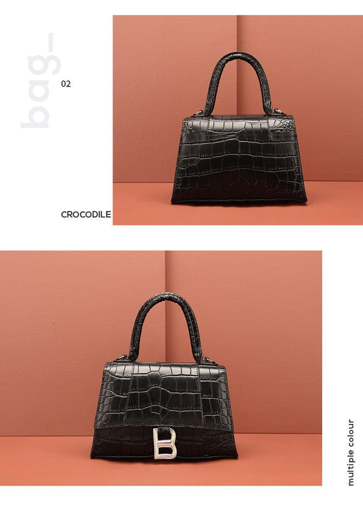 Claudie Hourglass Croc Top Handle Leather Handbag Tote bags WAAMII   