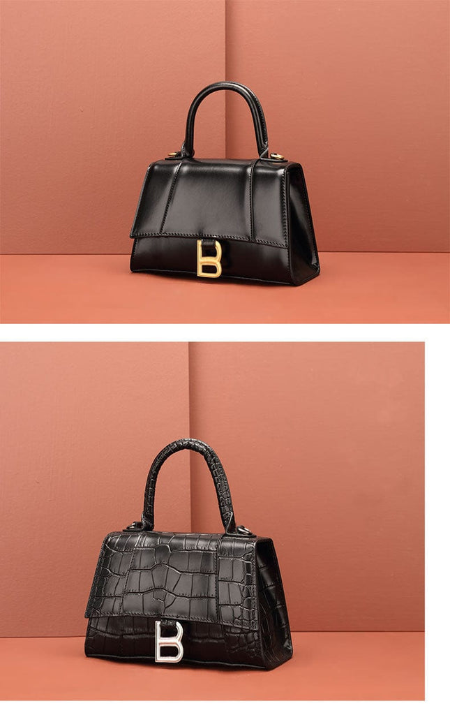 Claudie Hourglass Croc Top Handle Leather Handbag Tote bags WAAMII   
