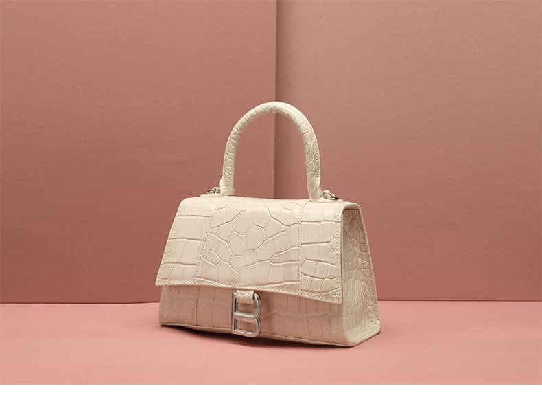 Claudie Hourglass Croc Top Handle Leather Handbag Tote bags WAAMII   