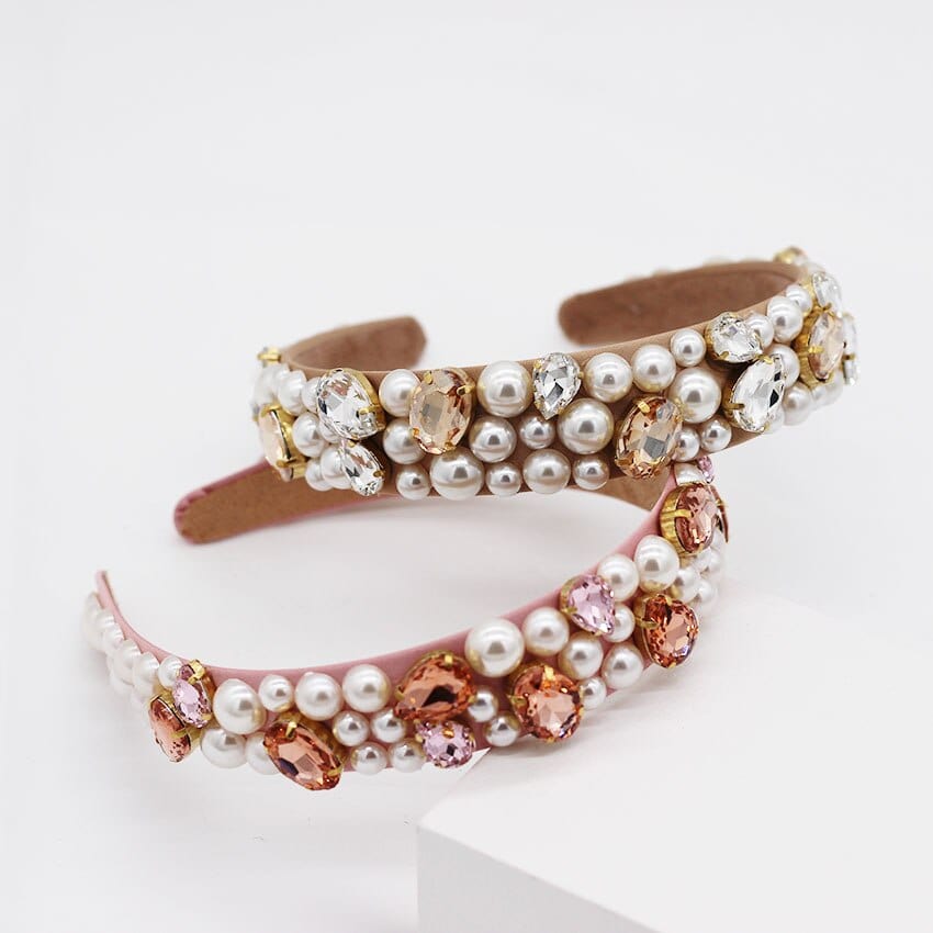 Colored Rhinestones Pearl Jeweled Headband WH938 Accessories WAAMII   