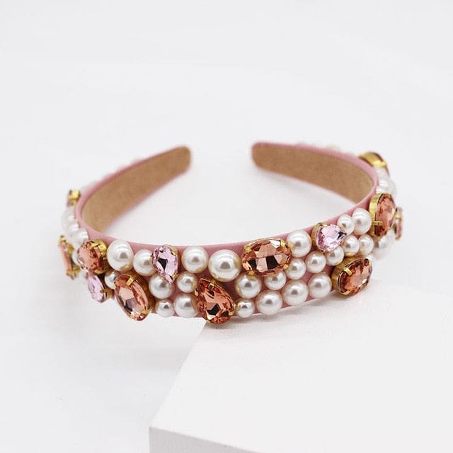 Colored Rhinestones Pearl Jeweled Headband WH938 Accessories WAAMII 2  