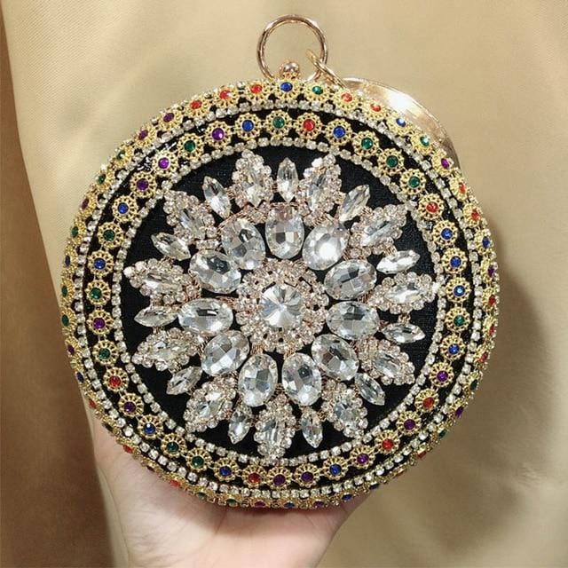 Colorful Rhinestone Crystal Round Ball Clutch bags WAAMII   