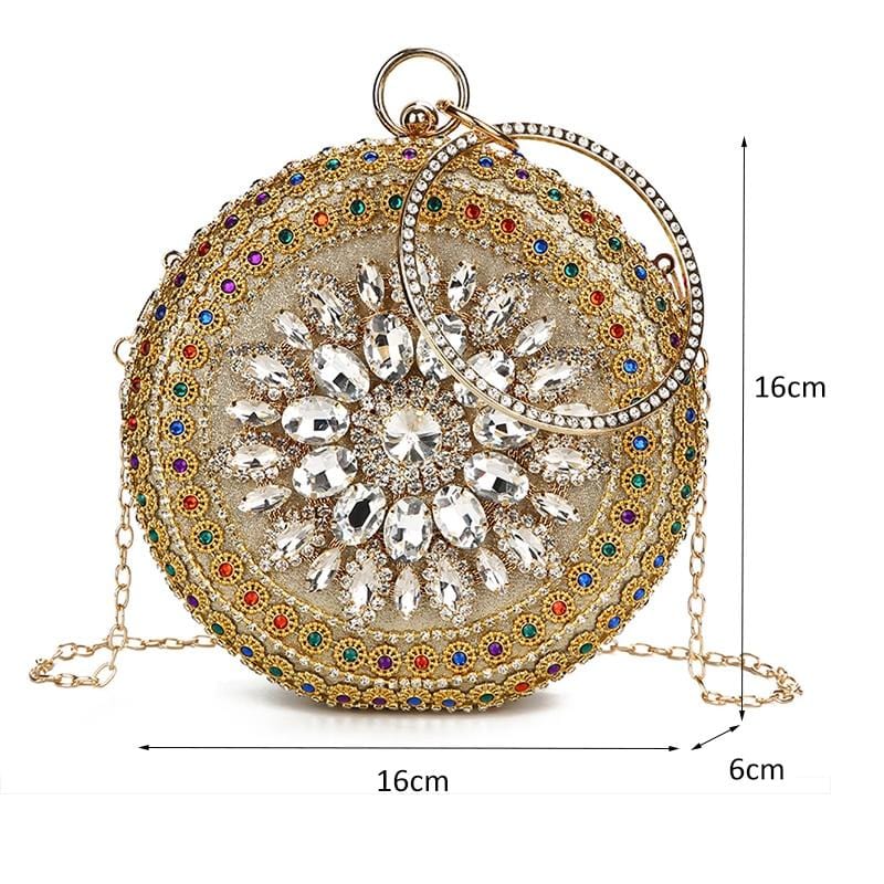 Colorful Rhinestone Crystal Round Ball Clutch bags WAAMII   