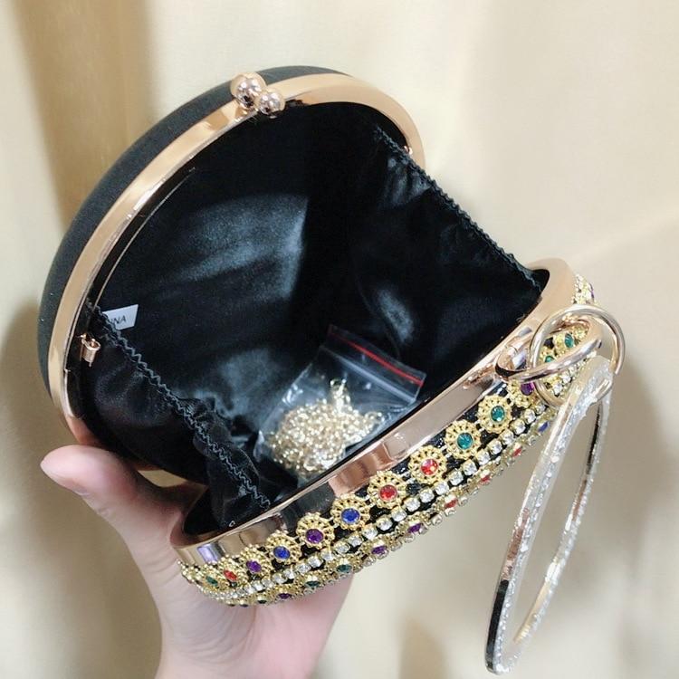 Colorful Rhinestone Crystal Round Ball Clutch bags WAAMII   