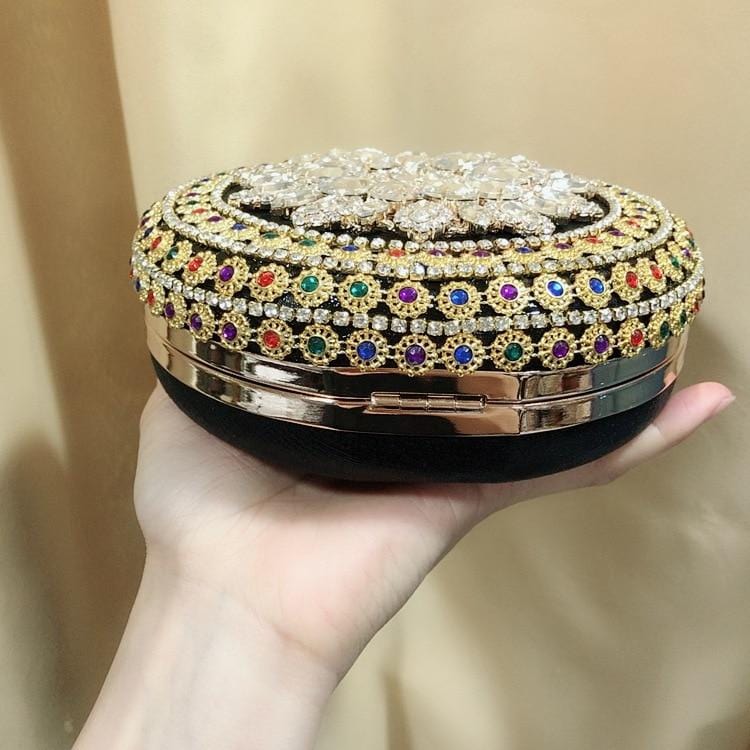 Colorful Rhinestone Crystal Round Ball Clutch bags WAAMII   