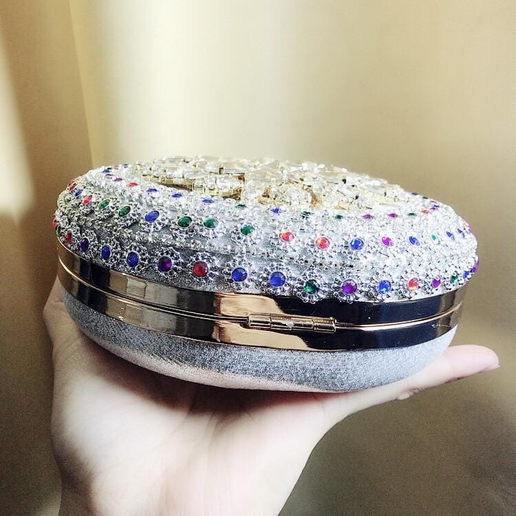 Colorful Rhinestone Crystal Round Ball Clutch bags WAAMII   