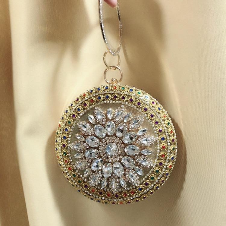 Colorful Rhinestone Crystal Round Ball Clutch bags WAAMII   