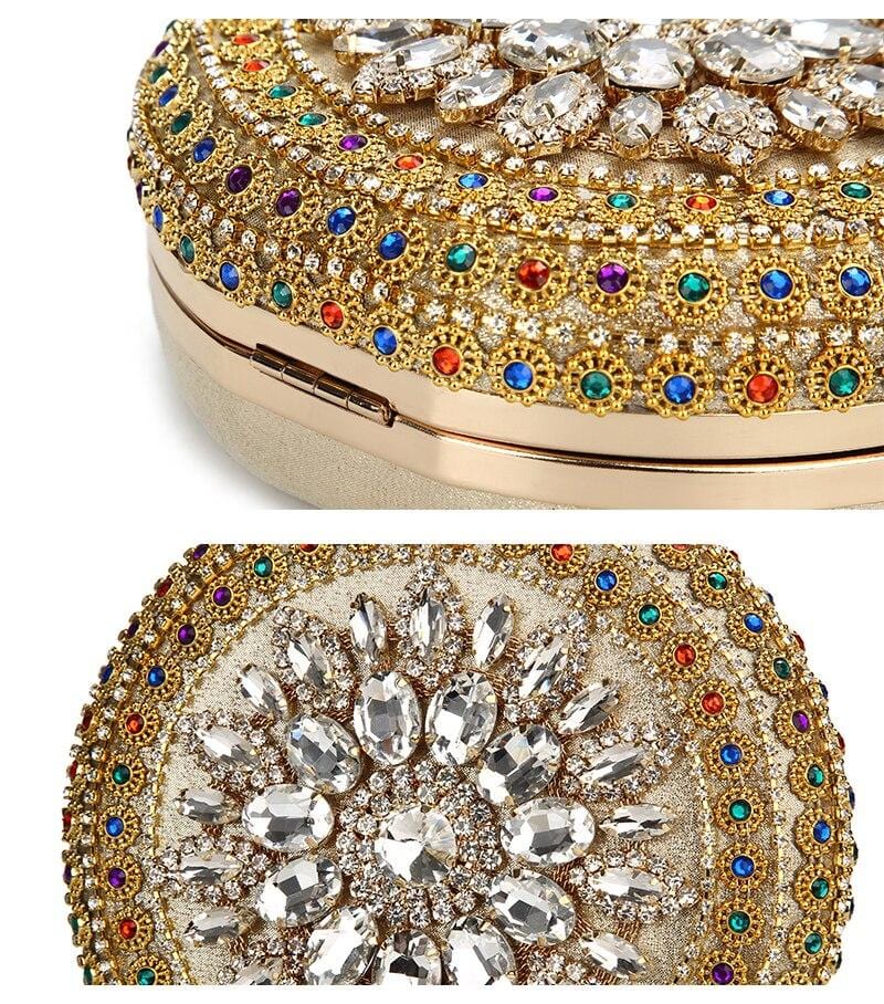 Colorful Rhinestone Crystal Round Ball Clutch bags WAAMII   