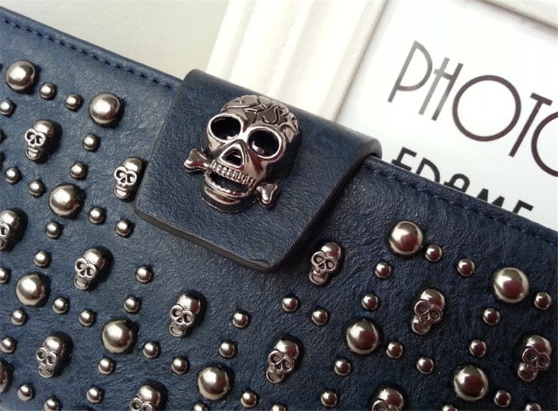 Cool Punk Style Black Skull Purse Buckle Clasp Wallet bags WAAMII   