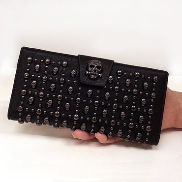 Cool Punk Style Black Skull Purse Buckle Clasp Wallet - - Luxury bags by WAAMII