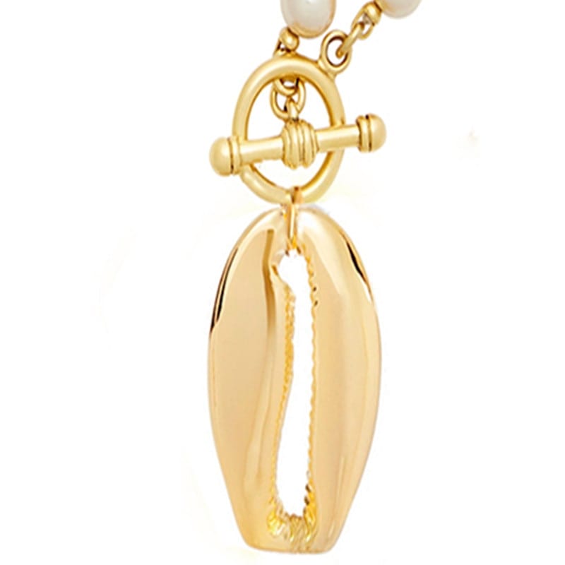 Cowrie Shell 26 Alphabet Letter Initial Pendant Necklaces-18K Gold Plated Jewelry WAAMII   