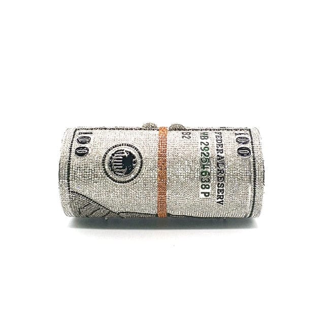 Crystal Bling Dollar Bill Money Clutch Purse Handbag-WM79 - Silver - Luxury bags by WAAMII