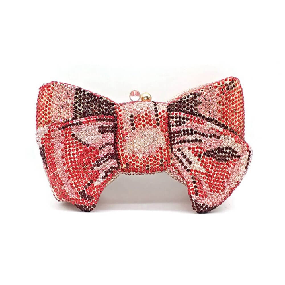 Crystal Butterfly Knot Clutch with Pearl Chain bags WAAMII Red Black With snake chains 