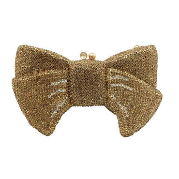 Crystal Butterfly Knot Clutch with Pearl Chain - - Luxury bags by WAAMII