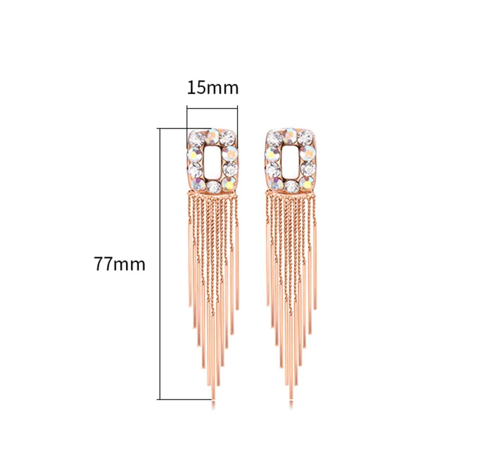 Crystal Diamond Long Tassel Earrings Jewelry WAAMII   