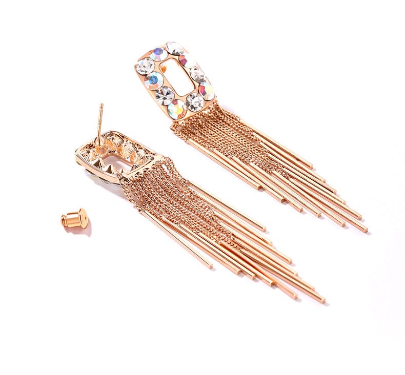 Crystal Diamond Long Tassel Earrings Jewelry WAAMII   