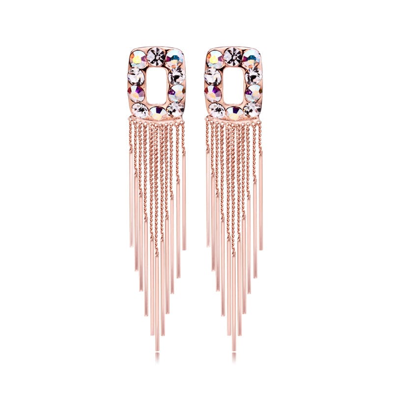 Crystal Diamond Long Tassel Earrings Jewelry WAAMII   