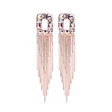 Crystal Diamond Long Tassel Earrings - - Luxury Jewelry by WAAMII