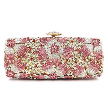 Crystal Flower Bridal Clutch Rhinestone Evening Bag - - Luxury bags by WAAMII