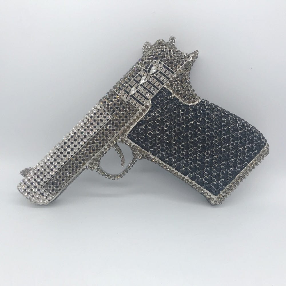 Crystal Gun Shaped Purse Pistol Style Glittering Evening Clutch bags WAAMII 06  