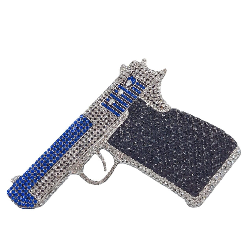 Crystal Gun Shaped Purse Pistol Style Glittering Evening Clutch bags WAAMII   