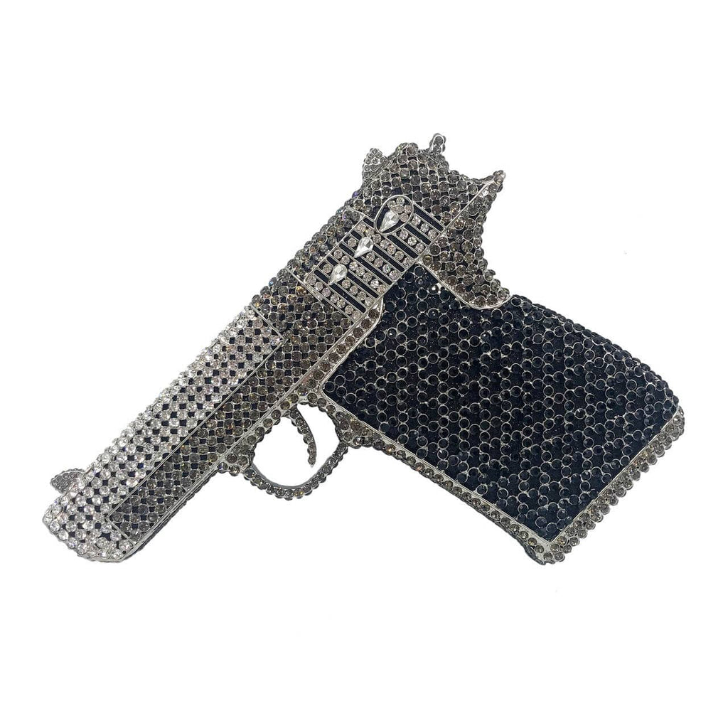 Crystal Gun Shaped Purse Pistol Style Glittering Evening Clutch bags WAAMII 01  