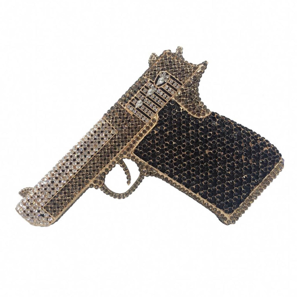 Crystal Gun Shaped Purse Pistol Style Glittering Evening Clutch bags WAAMII 02  
