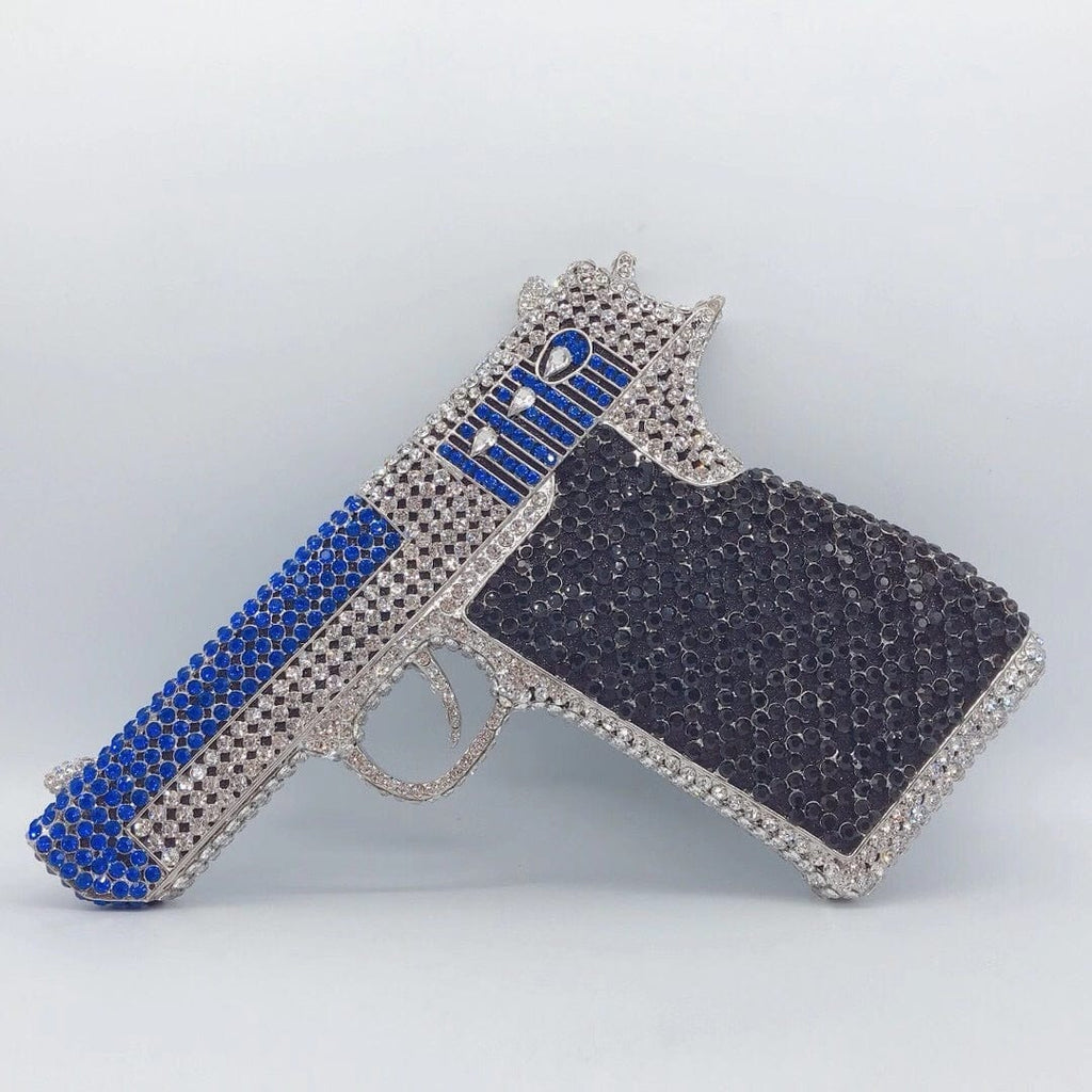 Crystal Gun Shaped Purse Pistol Style Glittering Evening Clutch bags WAAMII 05  