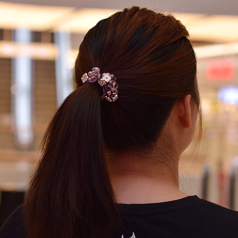 Crystal Head Ties Rope Elastic Hair Bands Accessories WAAMII   