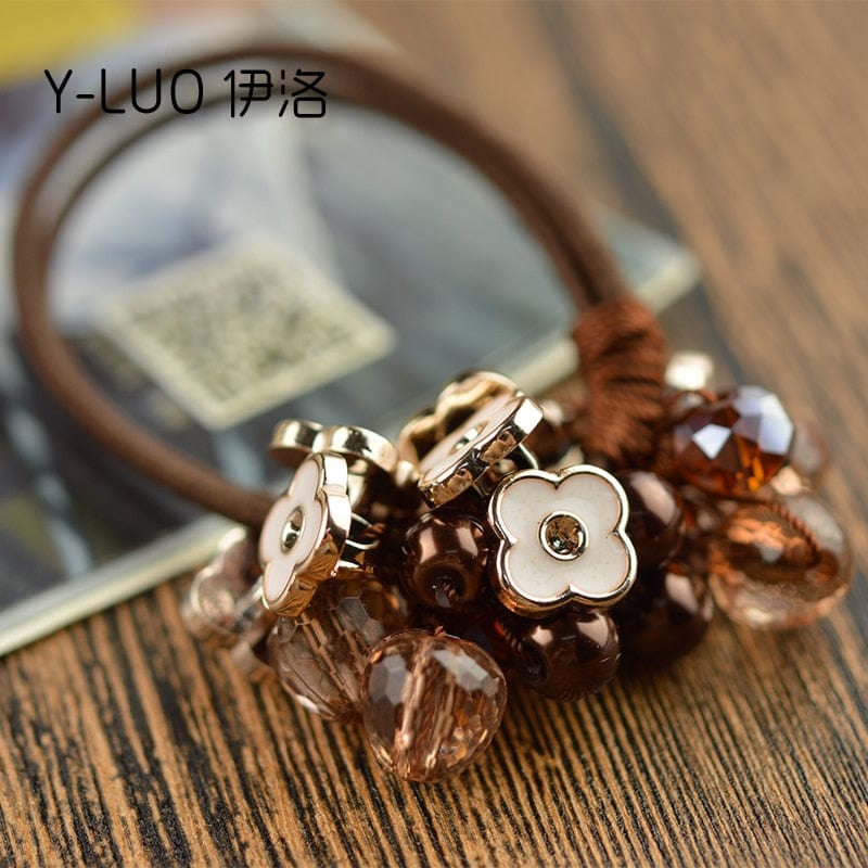 Crystal Head Ties Rope Elastic Hair Bands Accessories WAAMII   