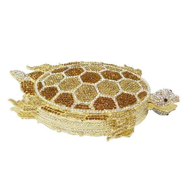 Crystal Turtle Animcal Clutch Handbag - Gold - Luxury bags by WAAMII