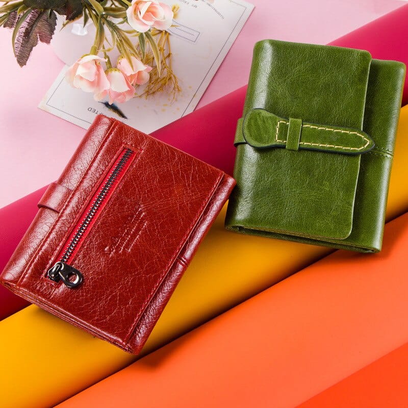 Cutest Genuine Leather Burgundy Mini Purse Wallet bags WAAMII   