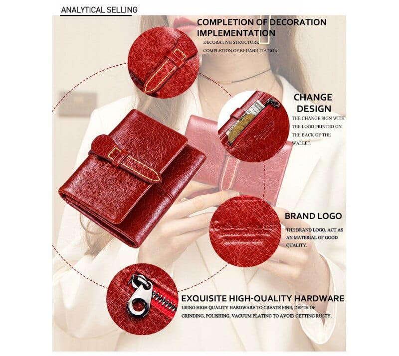 Cutest Genuine Leather Burgundy Mini Purse Wallet bags WAAMII   