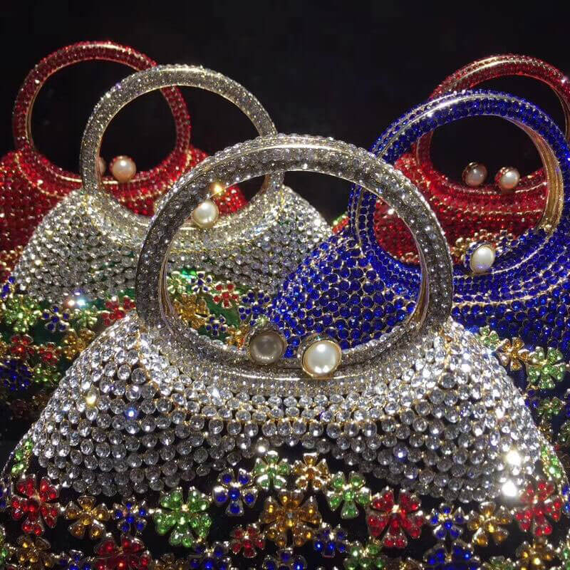 Dazzling Rhinestone Hollow Out Crystal Pearl Beaded Top Handle Clutch - - Luxury bags by WAAMII