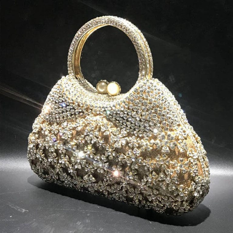 Dazzling Rhinestone Hollow Out Crystal Pearl Beaded Top Handle Clutch - - Luxury bags by WAAMII