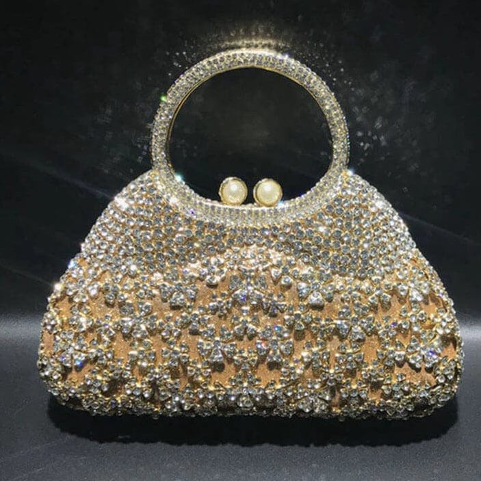 Dazzling Rhinestone Hollow Out Crystal Pearl Beaded Top Handle Clutch - - Luxury bags by WAAMII
