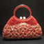 Dazzling Rhinestone Hollow Out Crystal Pearl Beaded Top Handle Clutch bags WAAMII red  
