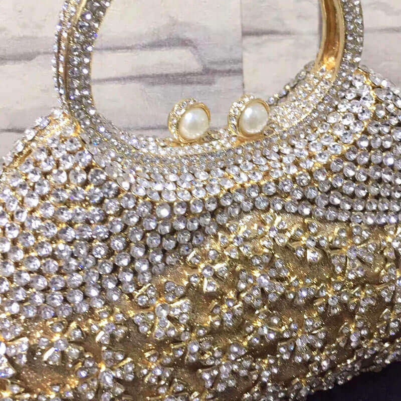 Dazzling Rhinestone Hollow Out Crystal Pearl Beaded Top Handle Clutch - - Luxury bags by WAAMII