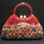 Dazzling Rhinestone Hollow Out Crystal Pearl Beaded Top Handle Clutch - red rainbow - Luxury bags by WAAMII