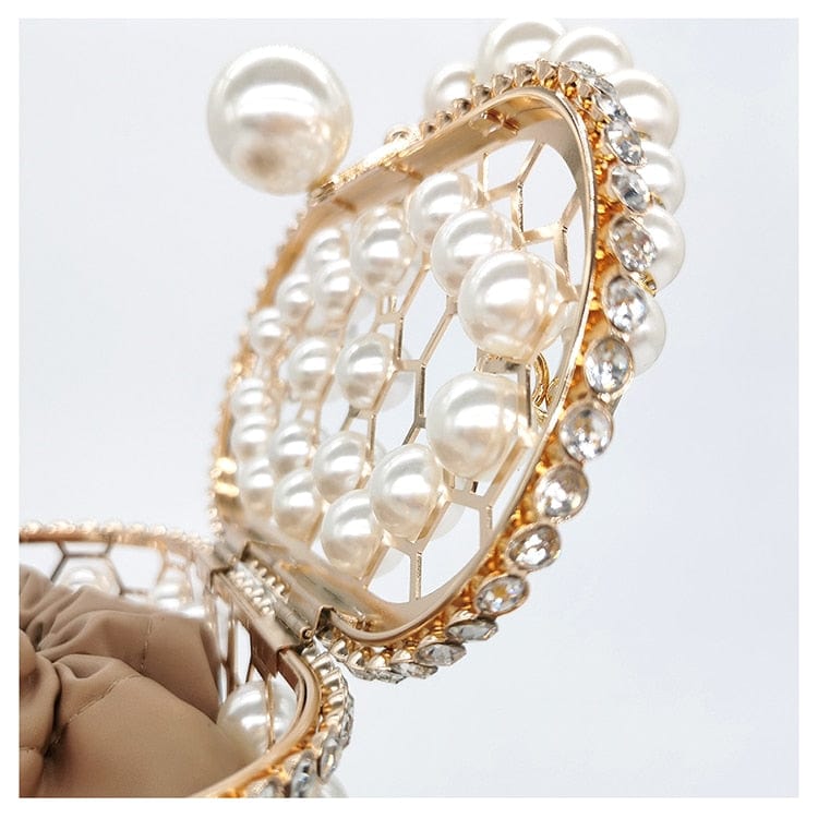 Della Pearl Beaded Honeycomb Clutch bags WAAMII   