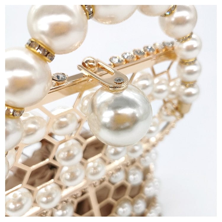 Della Pearl Beaded Honeycomb Clutch bags WAAMII   