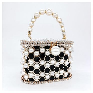 Della Pearl Beaded Honeycomb Clutch - - Luxury bags by WAAMII