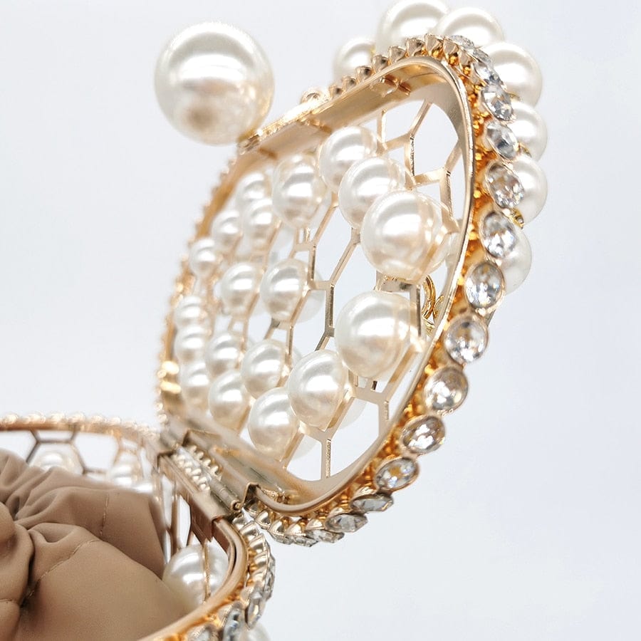 Della Pearl Beaded Honeycomb Clutch bags WAAMII   