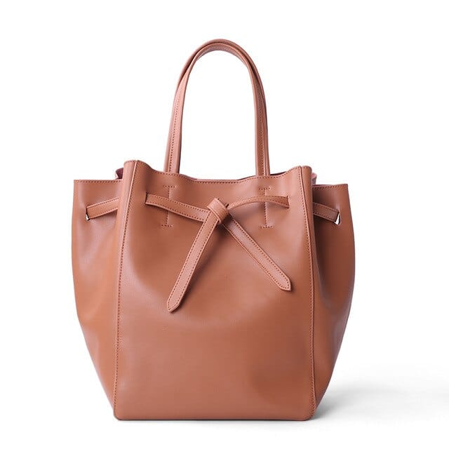 Designer Bag Knot Tie Large Leather Tote bags WAAMII brown 26cm 