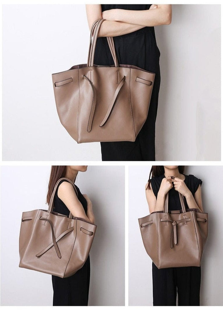 Designer Bag Knot Tie Large Leather Tote bags WAAMII   